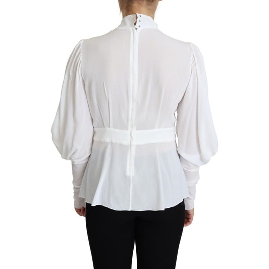 Dolce & Gabbana Elegant Snow-White Viscose Blouse Dolce & Gabbana Light Gray