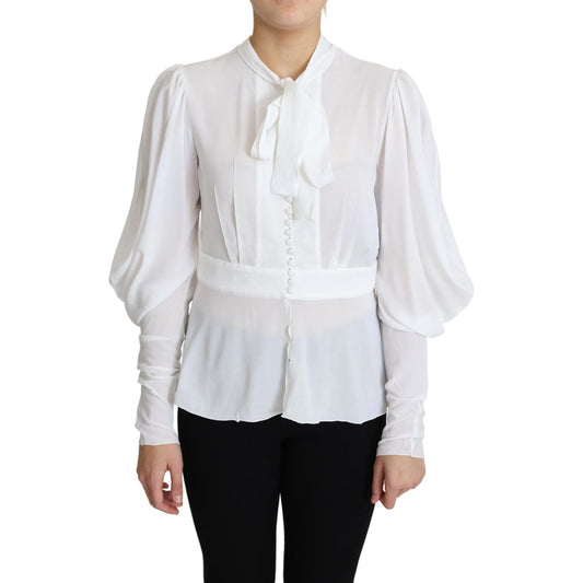 Dolce & Gabbana Elegant Snow-White Viscose Blouse Dolce & Gabbana Light Gray