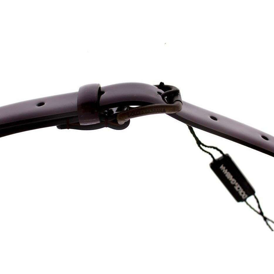 Dolce & Gabbana Purple Leather Logo Cintura Gürtel Belt