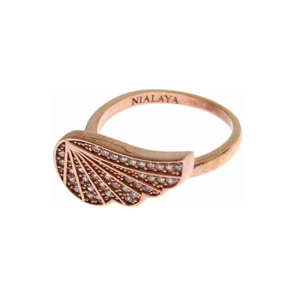 Nialaya Pink Gold 925 Silver Womens Clear CZ Ring Ring