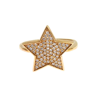 Nialaya Star Gold 925 Silver Womens Clear Ring Ring