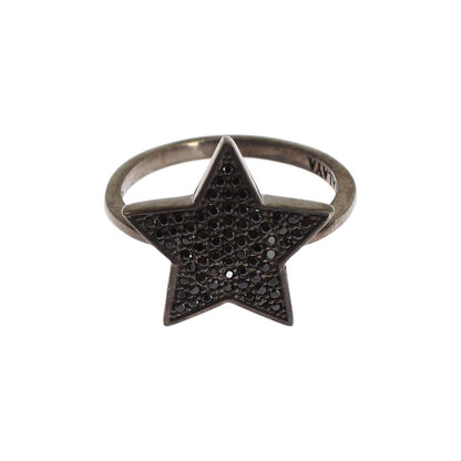 Nialaya Black CZ Star 925 Silver Womens Ring Ring