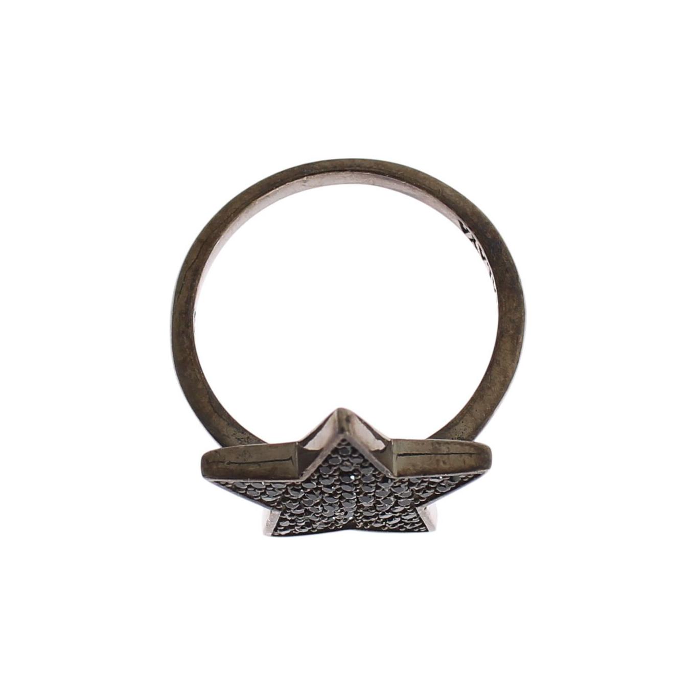 Nialaya Black CZ Star 925 Silver Womens Ring SIG19096-US5