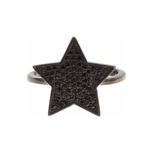 Nialaya Black CZ Star 925 Silver Womens Ring SIG19096-US5