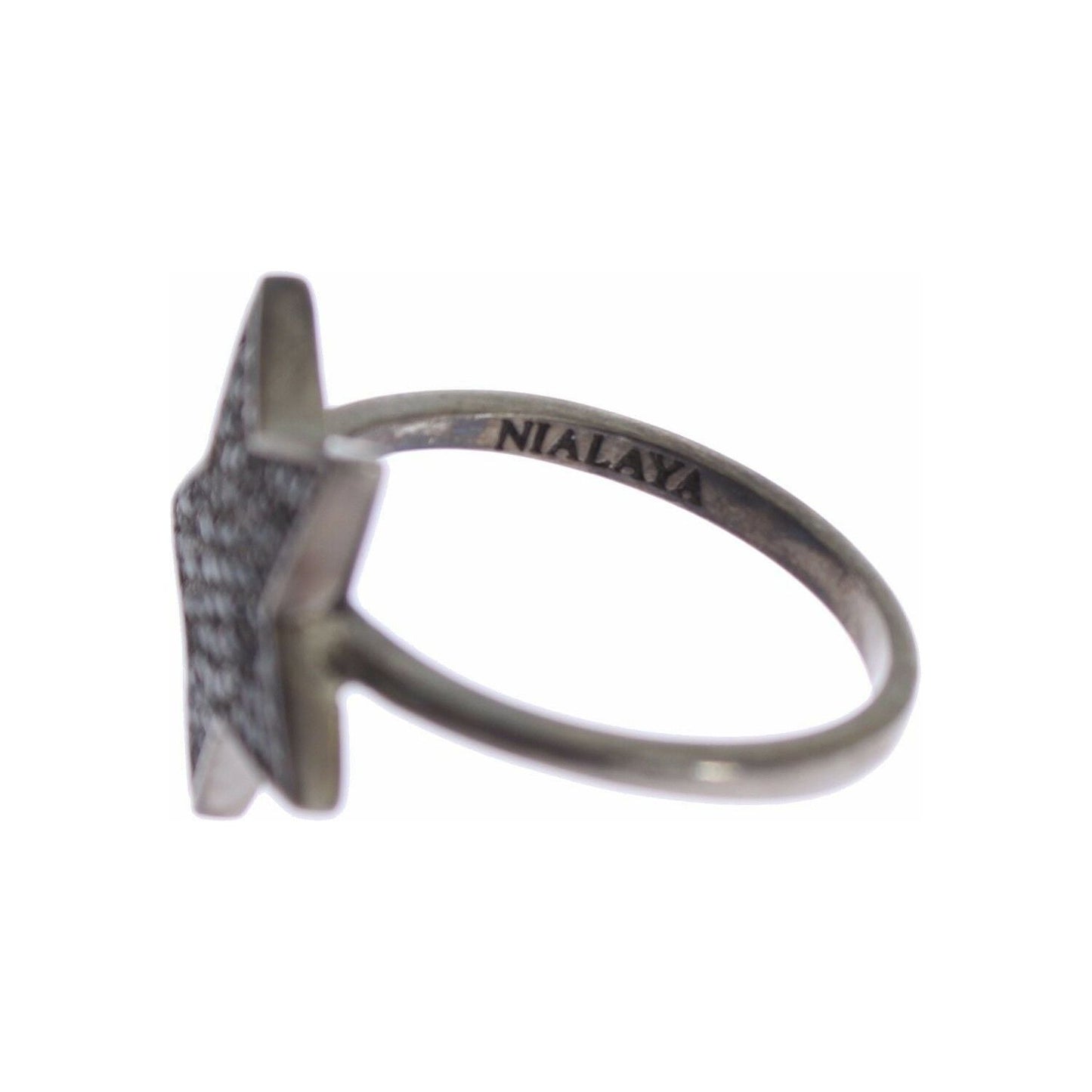 Nialaya Black CZ Star 925 Silver Womens Ring Ring
