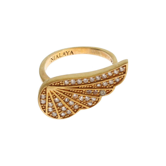 Nialaya Womens Clear CZ Gold 925 Silver Authentic Ring SIG19078-US4,5