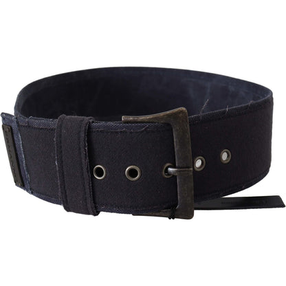 Ermanno Scervino Black Leather Wide Buckle Waist Luxury Belt Belt