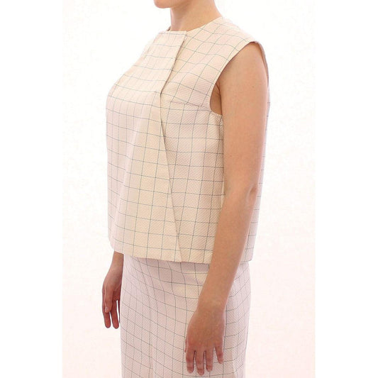 Andrea Incontri Chic White Sleeveless Cotton Shirt Top Andrea Incontri Antique White
