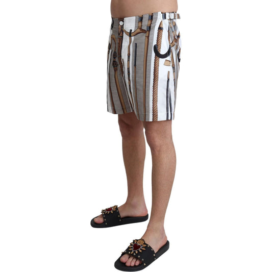 Dolce & Gabbana Elegant White Multicolor Swim Shorts Dolce & Gabbana Dim Gray