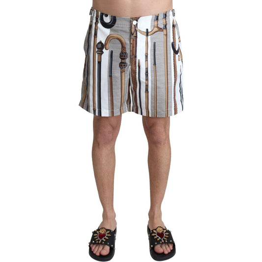 Dolce & Gabbana Elegant White Multicolor Swim Shorts Dolce & Gabbana Rosy Brown