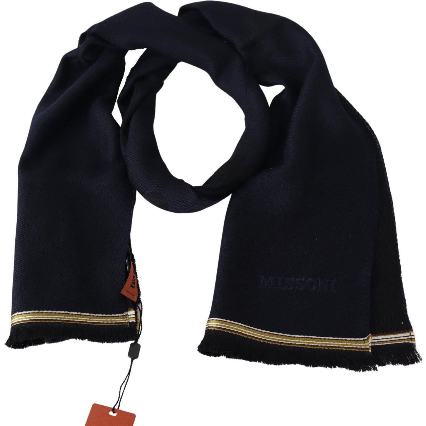 Missoni Black 100% Wool Unisex Neck Wrap Fringes Scarf
