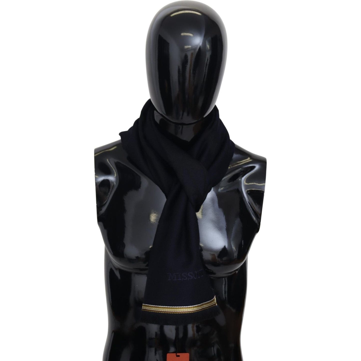 Missoni Black 100% Wool Unisex Neck Wrap Fringes Scarf