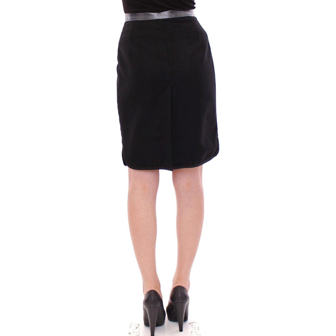 Corrado De Biase Black Metal Buttons Cotto Wool Skirt