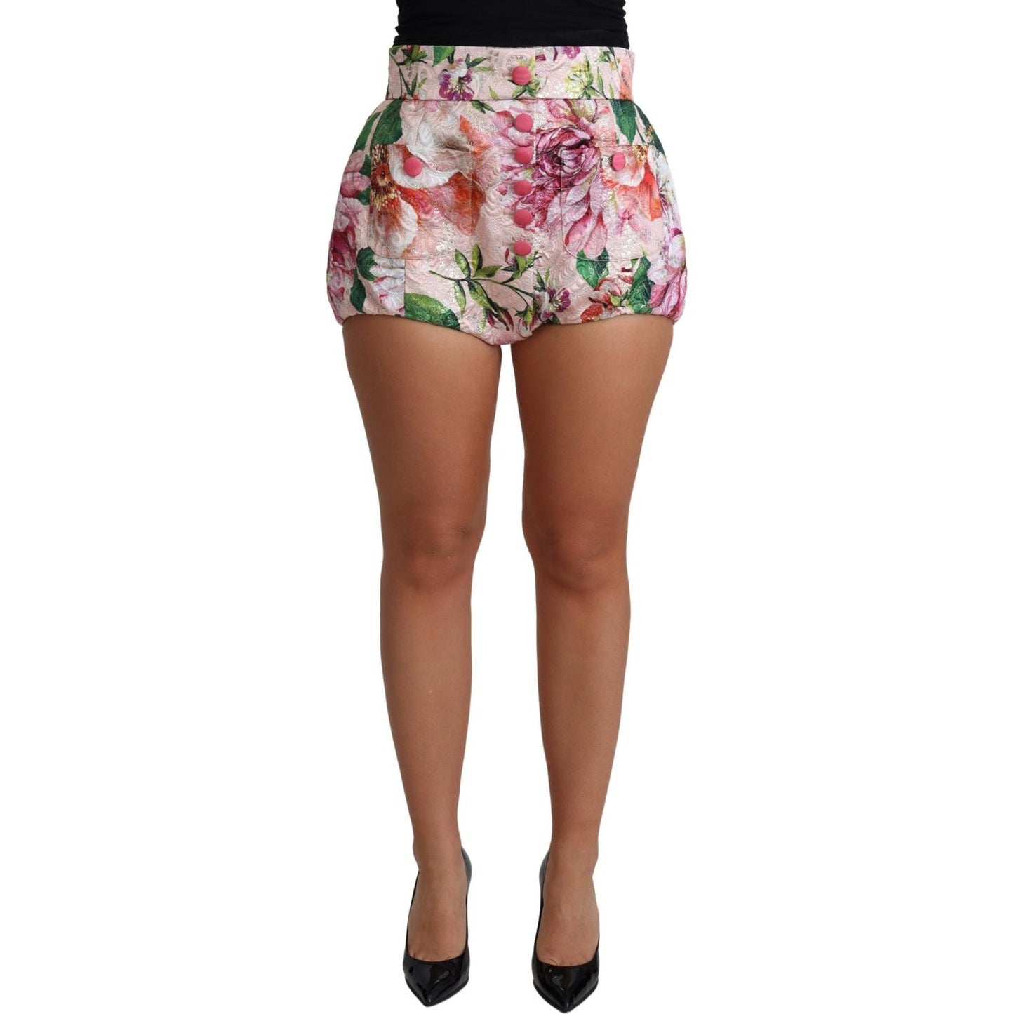 Dolce & Gabbana Pink Cotton Floral Print Hot Pants Short