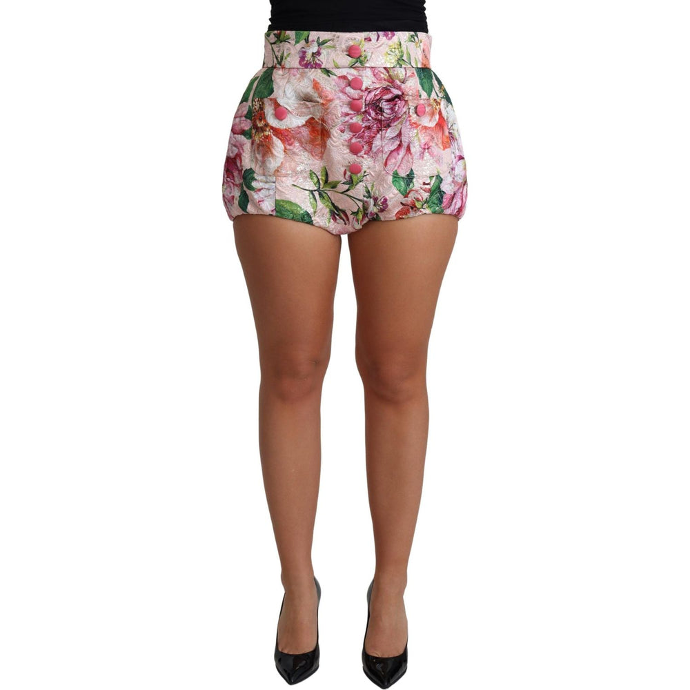 Dolce & Gabbana Pink Cotton Floral Print Hot Pants Short SKI1515-38