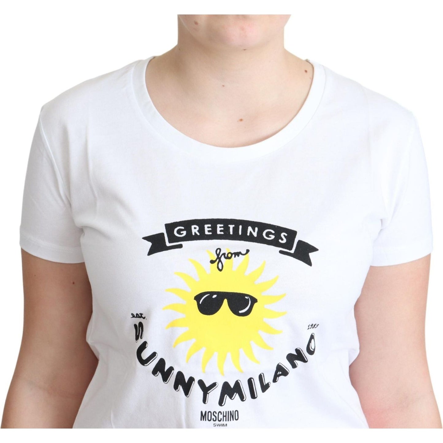 Moschino White Cotton Sunny Milano Print T-shirt