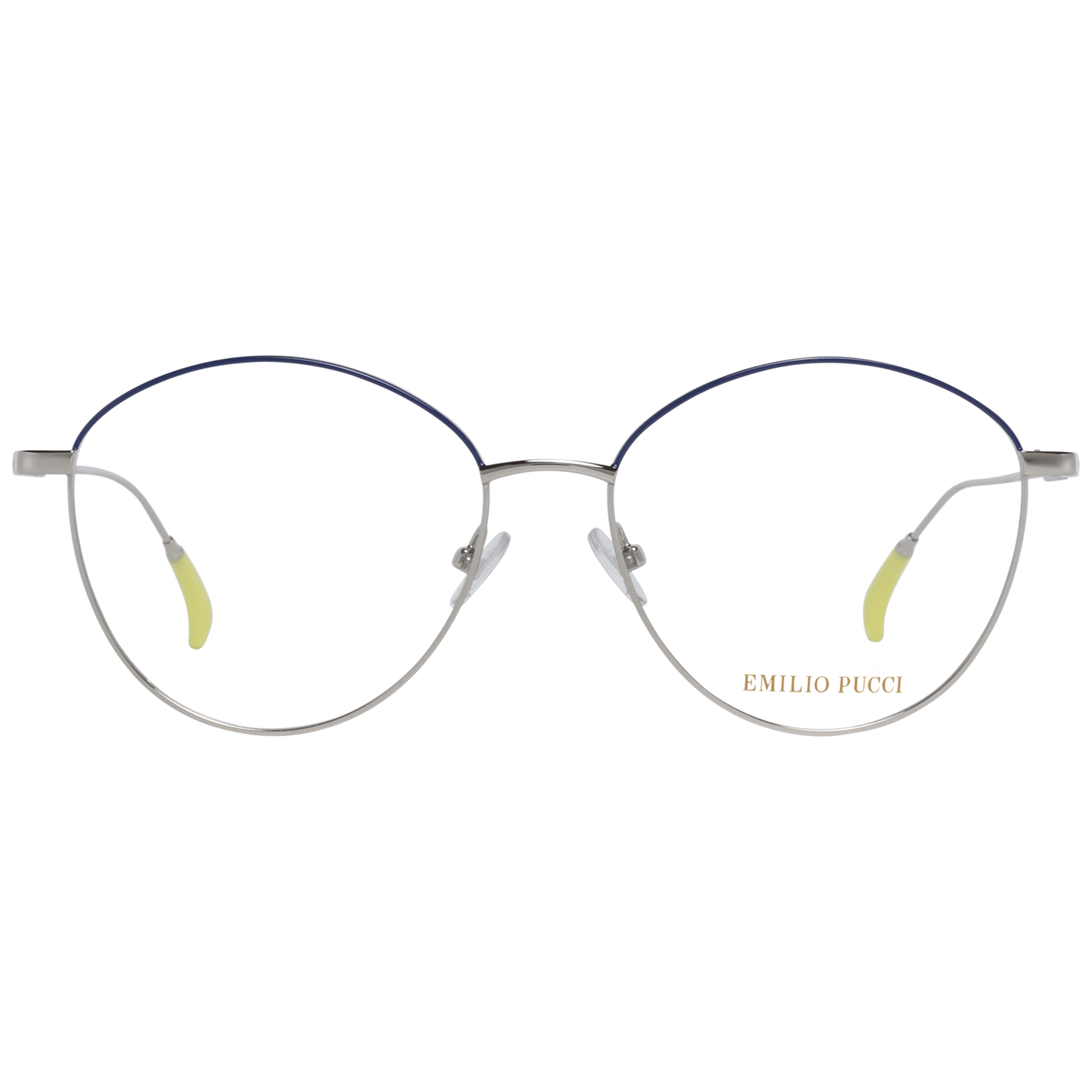 Emilio Pucci Blue Metal Glasses (Frames) for women, full-rim silver frame, size 54-16-140, with branded case