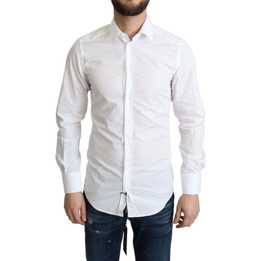Dolce & Gabbana Elegant White Cotton Dress Shirt Dolce & Gabbana Light Gray