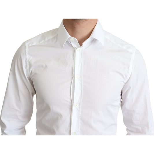 Dolce & Gabbana Elegant White Cotton Dress Shirt Dolce & Gabbana Light Gray
