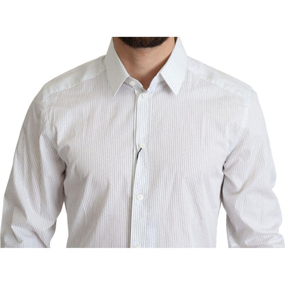 Dolce & Gabbana White Stripes Cotton Formal Dress Shirt