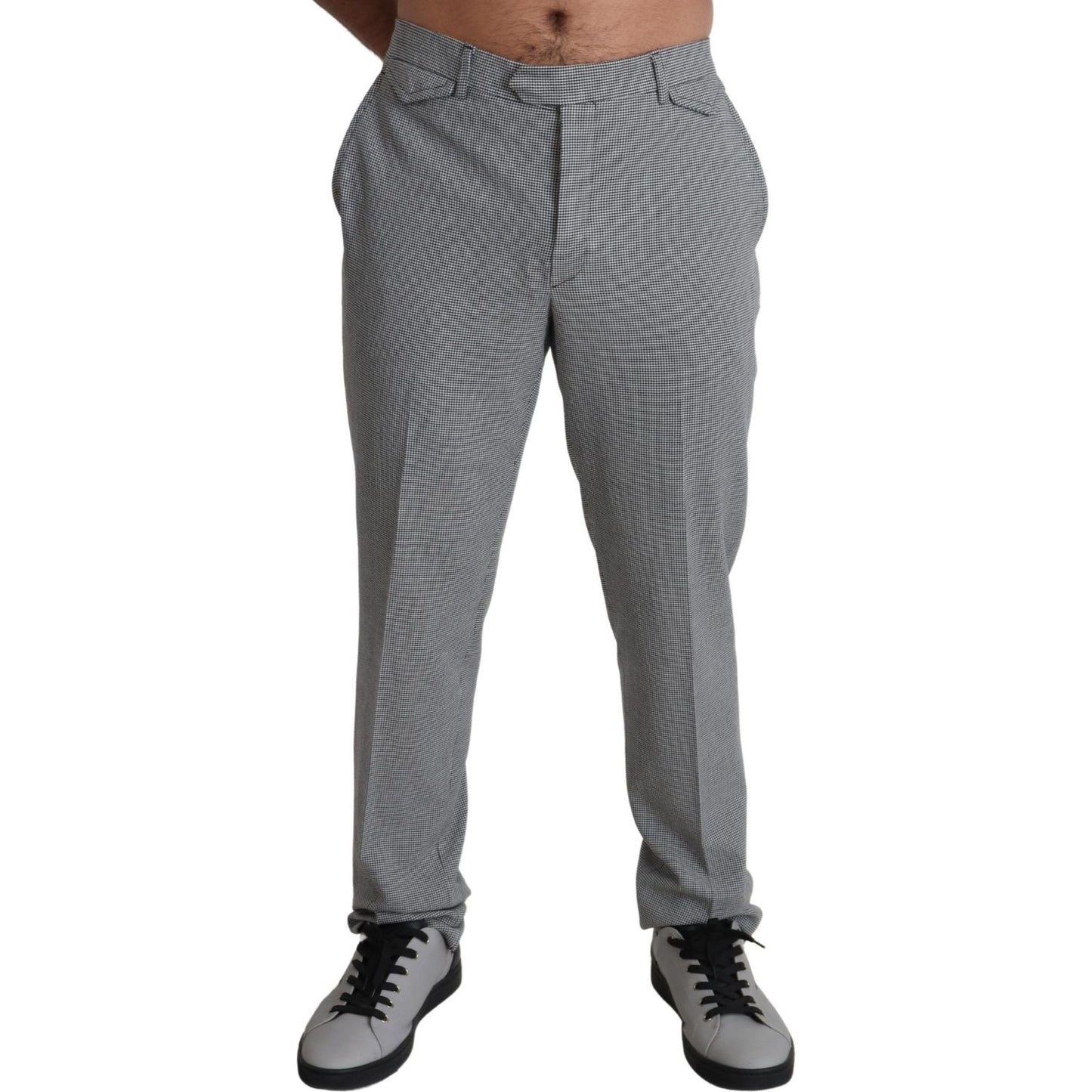 BENCIVENGA Gray Wool Checkered Dress Men Formal Trouser Pants