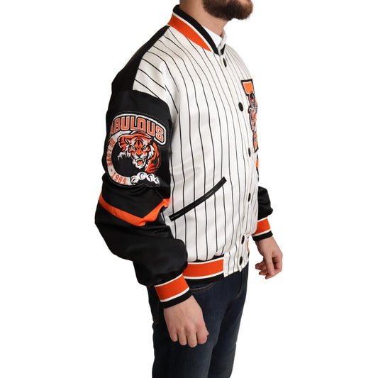 Dolce & Gabbana Regal Lion Bomber Jacket in White Dolce & Gabbana Light Gray