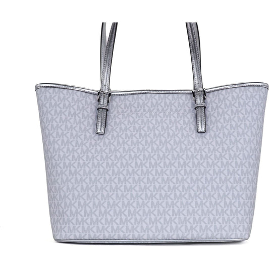 Michael Kors Jet Set Girls Print Medium Signature PVC Carryall Shoulder Tote Handbag (Bright White Multi) WOMAN TOTES Michael Kors Gray