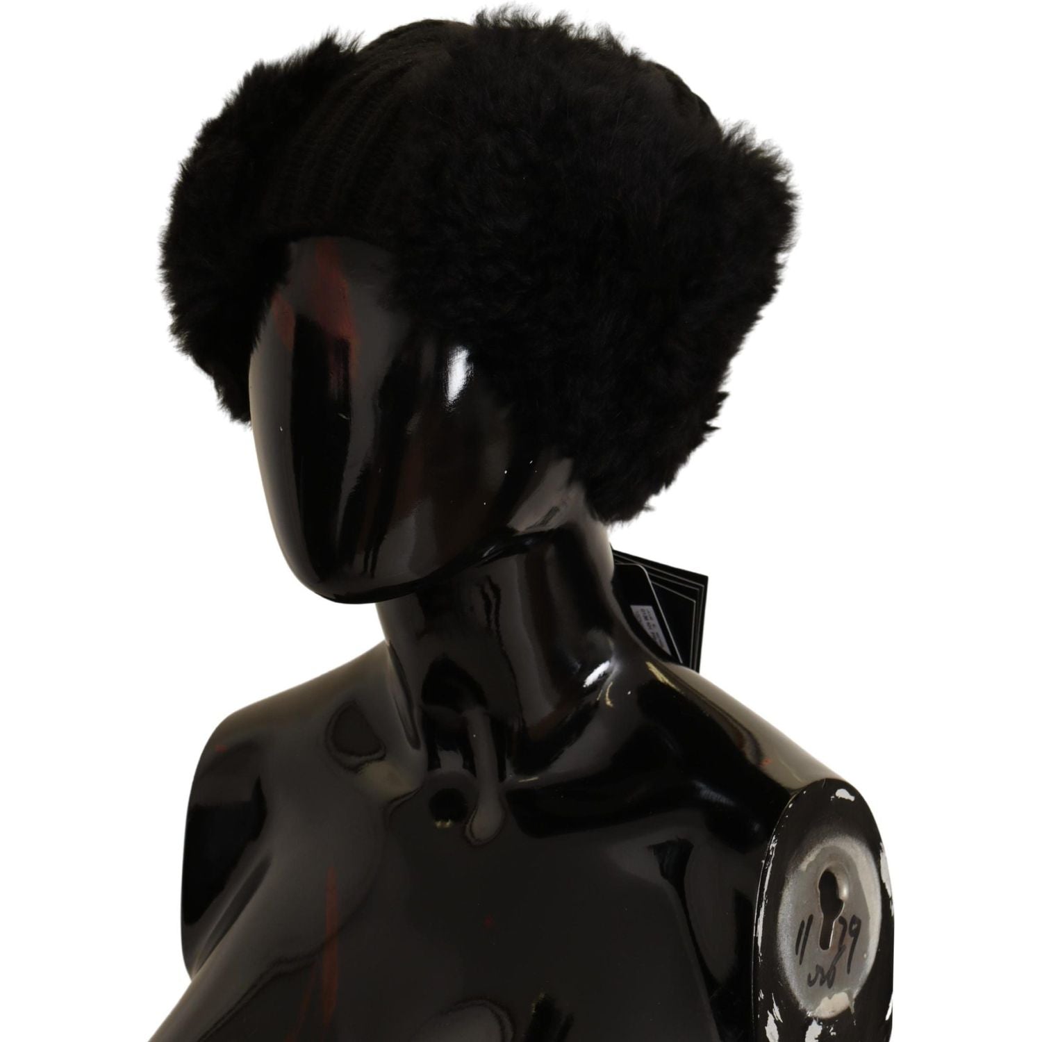 Dolce & Gabbana Black Cashmere Fur Women Beanie Women Hat