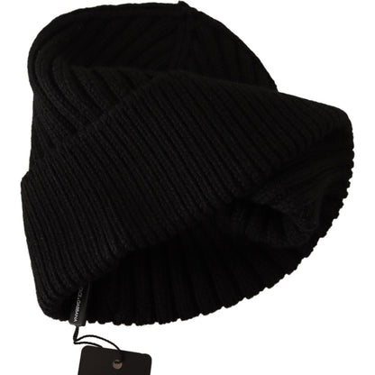 Dolce & Gabbana Black Wool Knit Women Winter Hat Beanie Hat