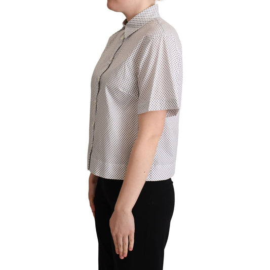 Dolce & Gabbana Chic Gray Polka Dot Short Sleeve Polo Dolce & Gabbana Dark Gray