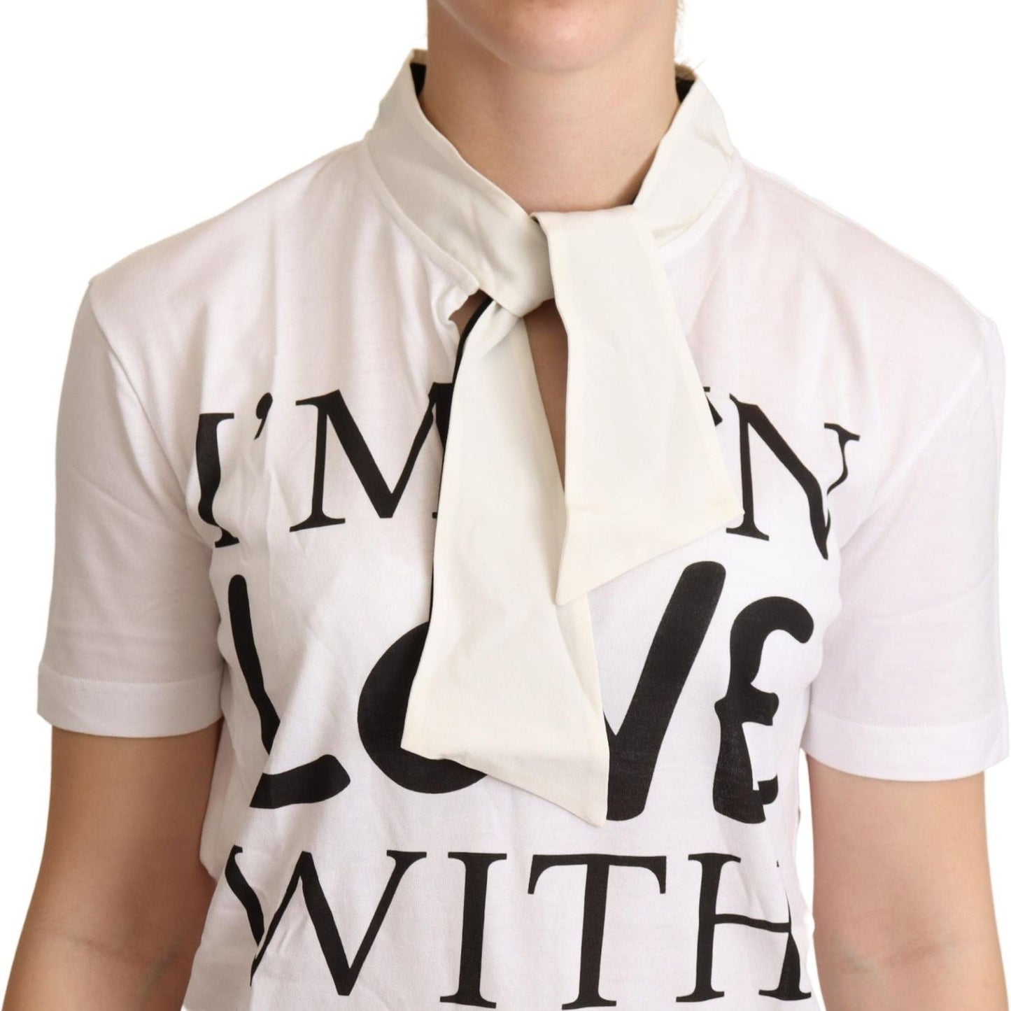Dolce & Gabbana White Cotton Silk I'm In Love Top T-shirt TSH6341-38