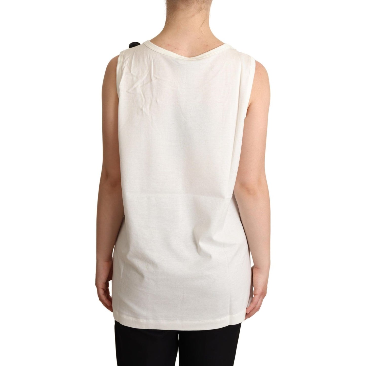 Dolce & Gabbana White Dog Floral Print Embellished T-shirt TSH6710 -38