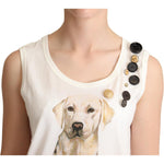 Dolce & Gabbana White Dog Floral Print Embellished T-shirt TSH6710 -38