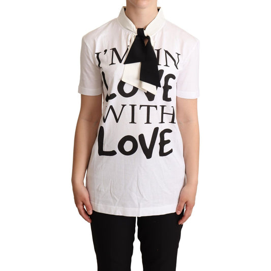 Dolce & Gabbana Chic Love Slogan Silk Cotton Tee Dolce & Gabbana Black