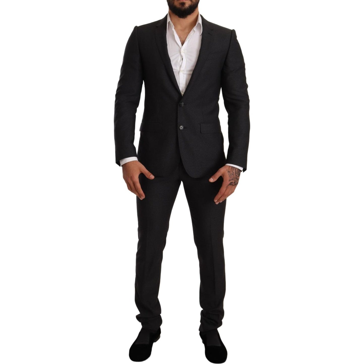 Dolce & Gabbana Gray Wool MARTINI Slim Fit Set Suit Suit