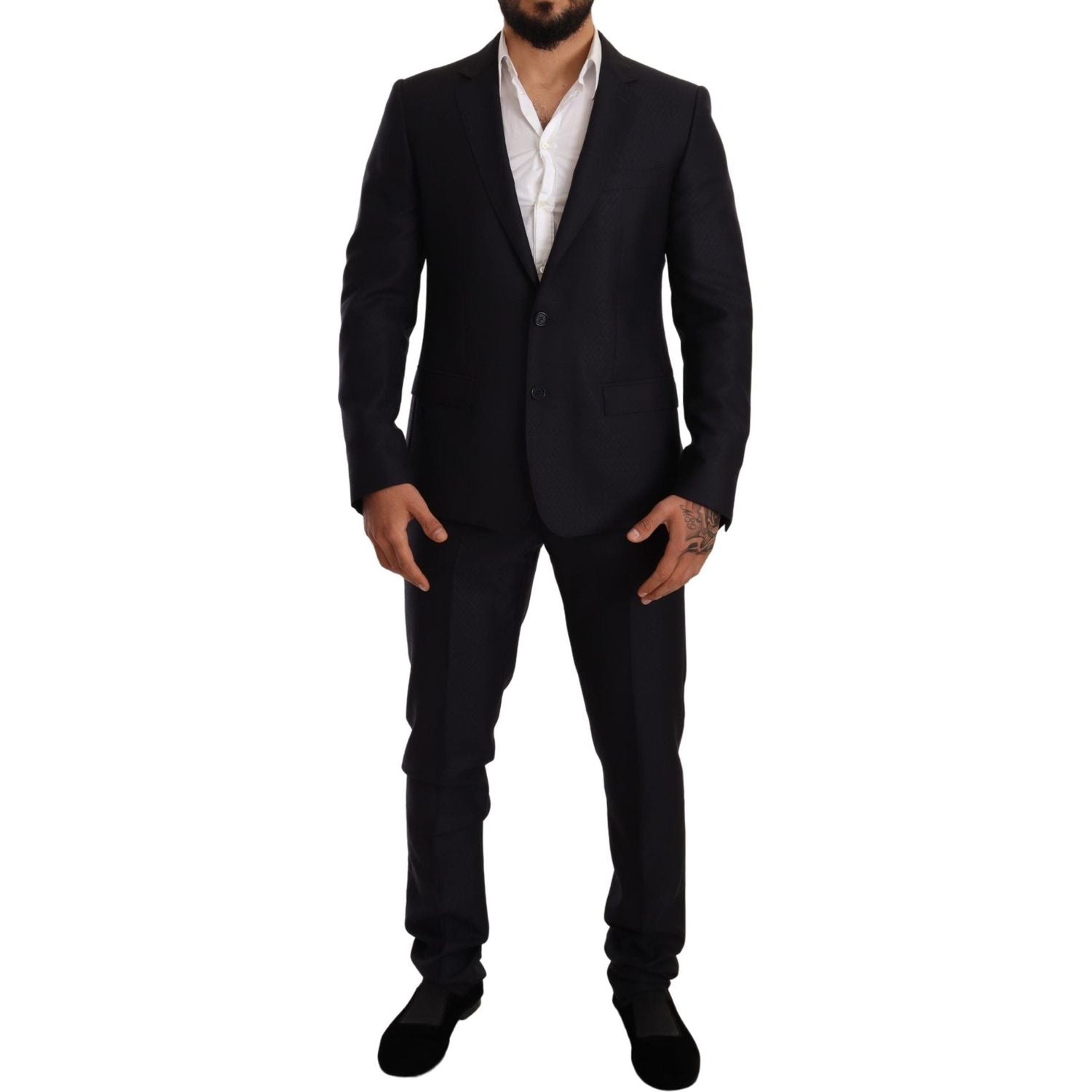 Dolce & Gabbana Blue Pattern MARTINI SLIM FIT 2 Piece Suit