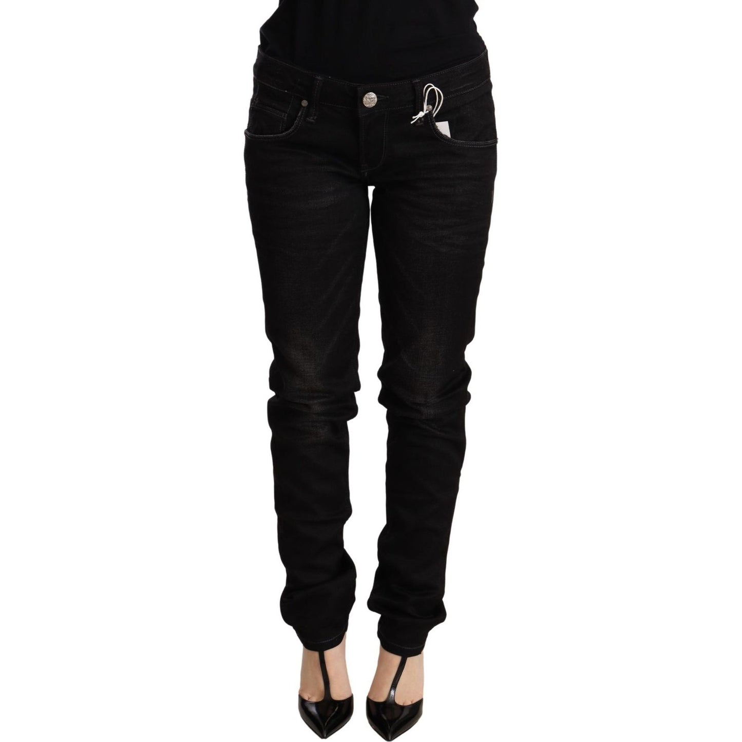 Acht Black Low Waist Skinny Denim Cotton Trouser WOMAN TROUSERS
