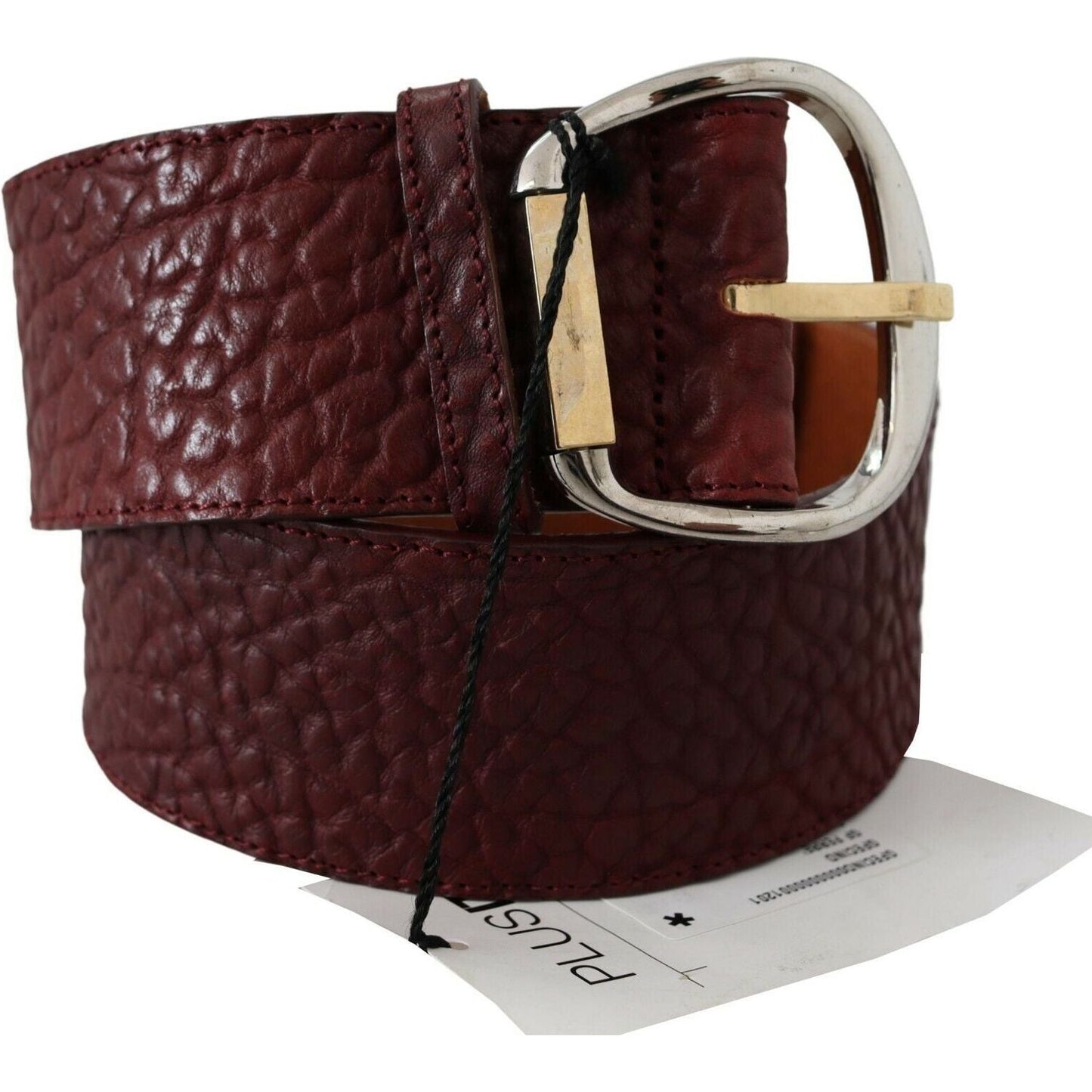 GF Ferre Bordeaux Wide Leather Waist Gold Silver Belt
