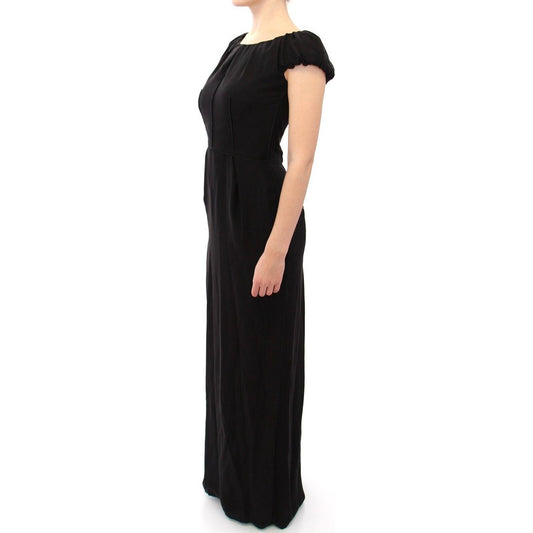 Dolce & Gabbana Black Silk Shortsleeve Gown Maxi IT Dress NOC10097- 40