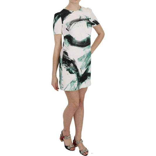 Dolce & Gabbana White Black Blue Shift Short Mini Dress DR1614- 38