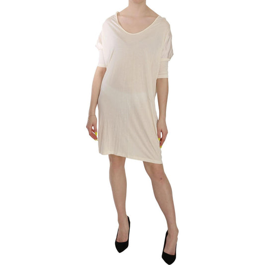 Costume National Cream Round Neck Knee Length Dress TSH3711- 44