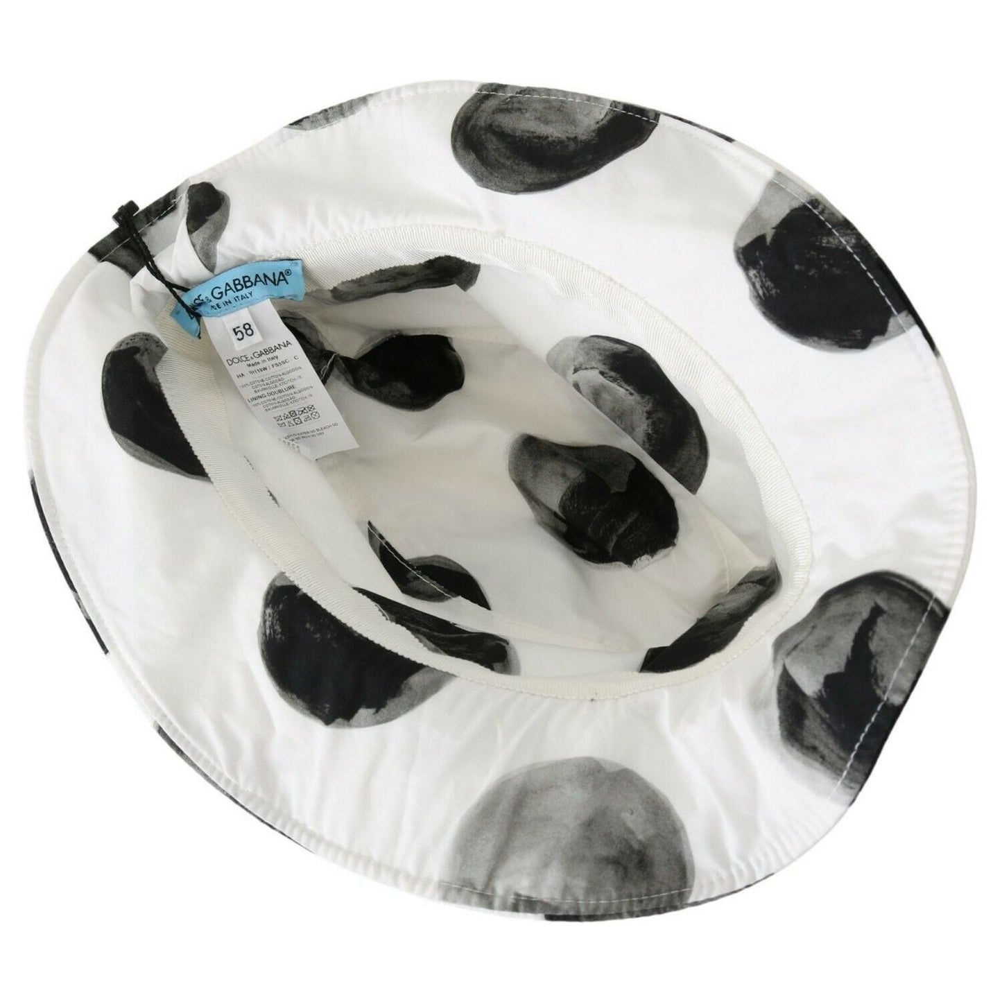 Dolce & Gabbana White Cotton Big Polka Dot Pattern Bucket Hat