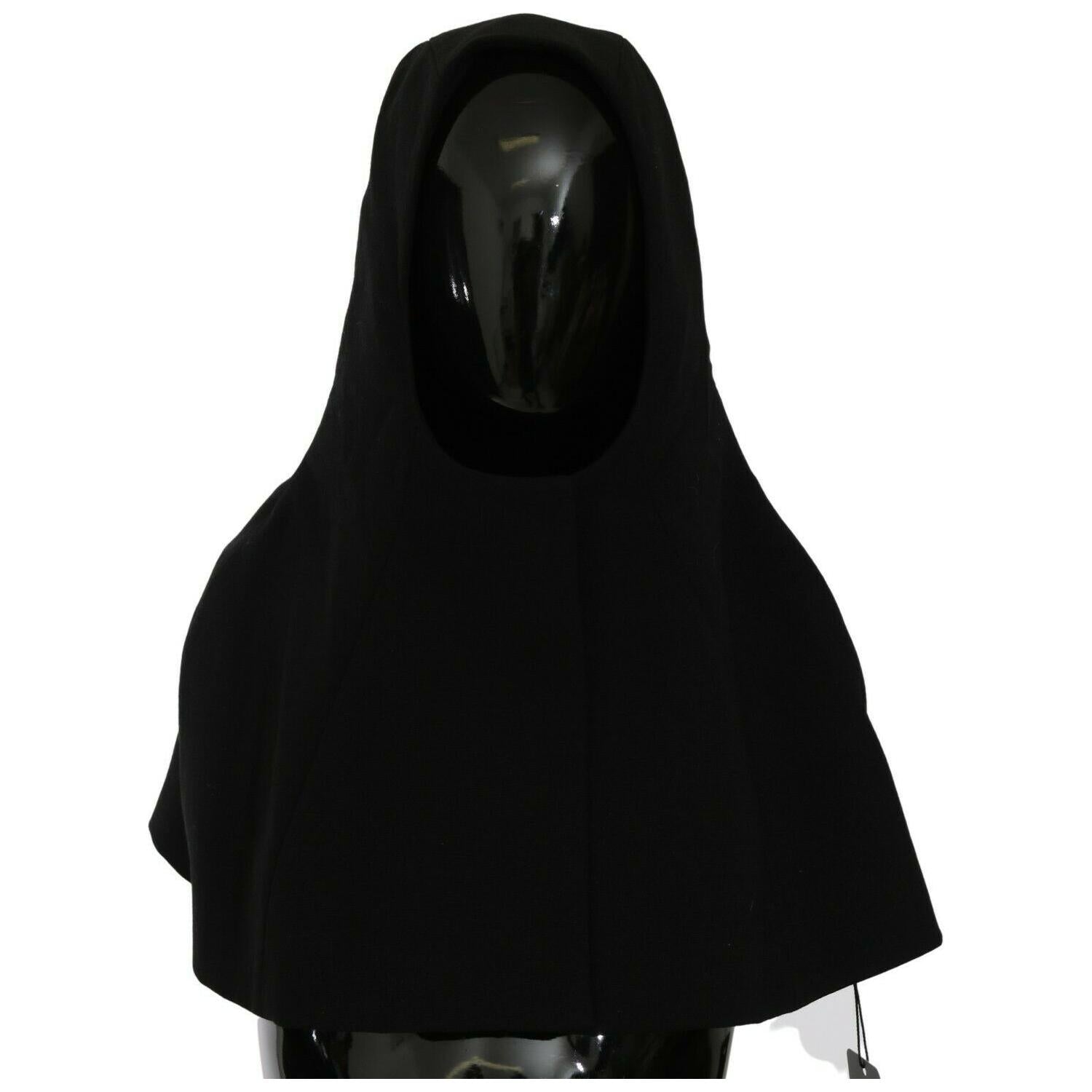 Dolce & Gabbana Black Wool Whole Head Hooded Scarf Hat