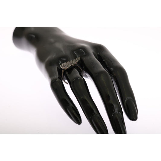 Nialaya Silver Womens Black CZ Rhodium 925 Ring Nr. 90- 55