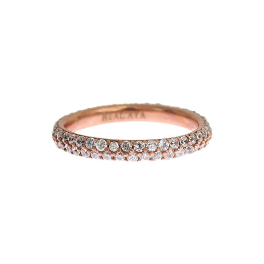 Nialaya Pink Gold 925 Silver Clear CZ Ring Nr. 32- 57