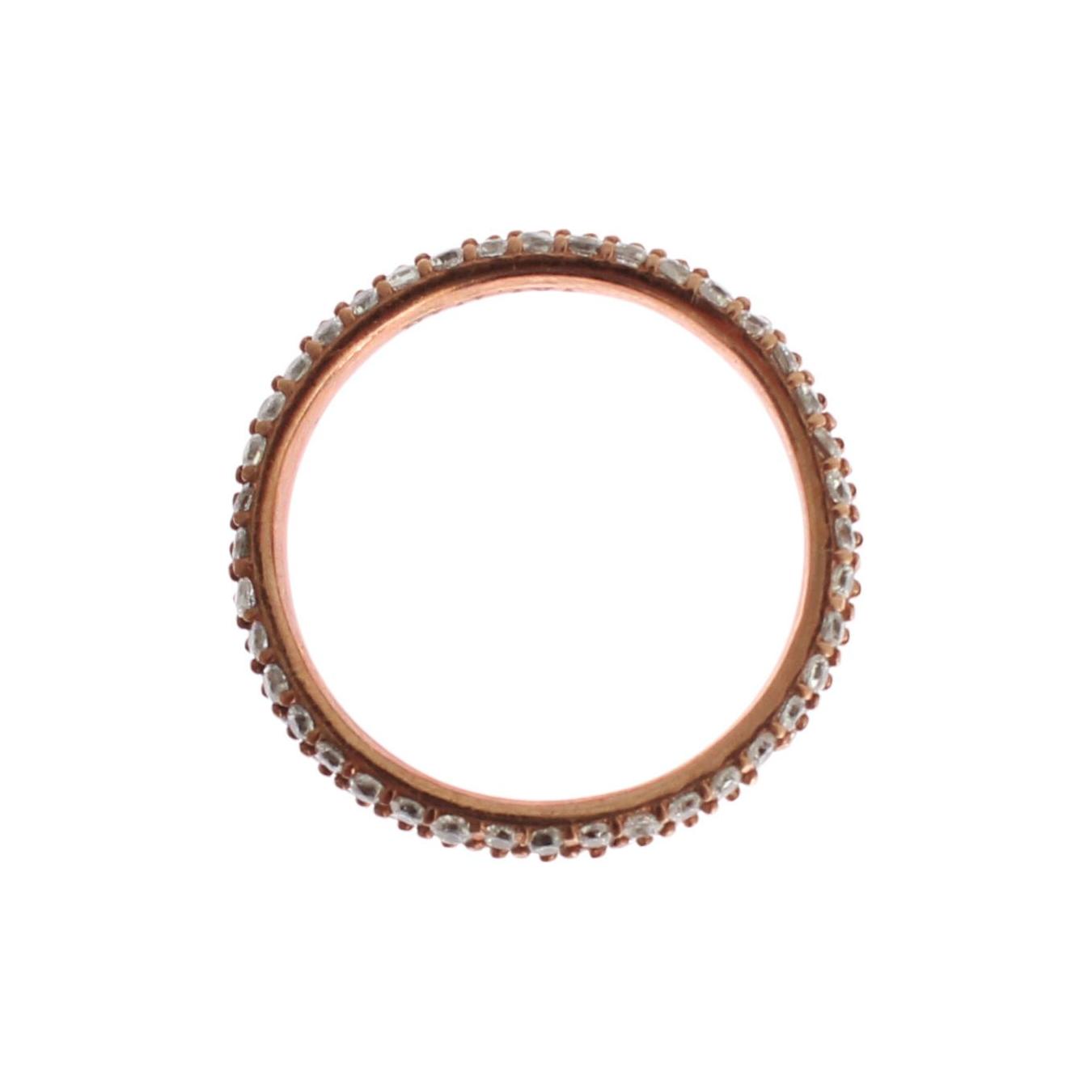Nialaya Pink Gold 925 Silver Clear CZ Ring Nr. 32- 57