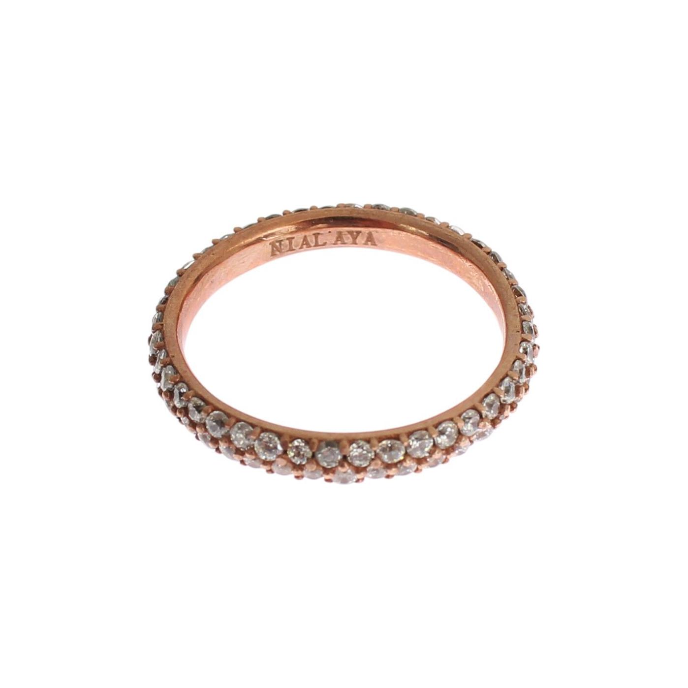 Nialaya Pink Gold 925 Silver Clear CZ Ring Nr. 32- 57