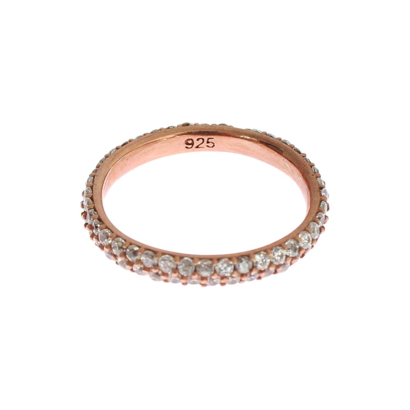 Nialaya Pink Gold 925 Silver Clear CZ Ring Nr. 32- 57