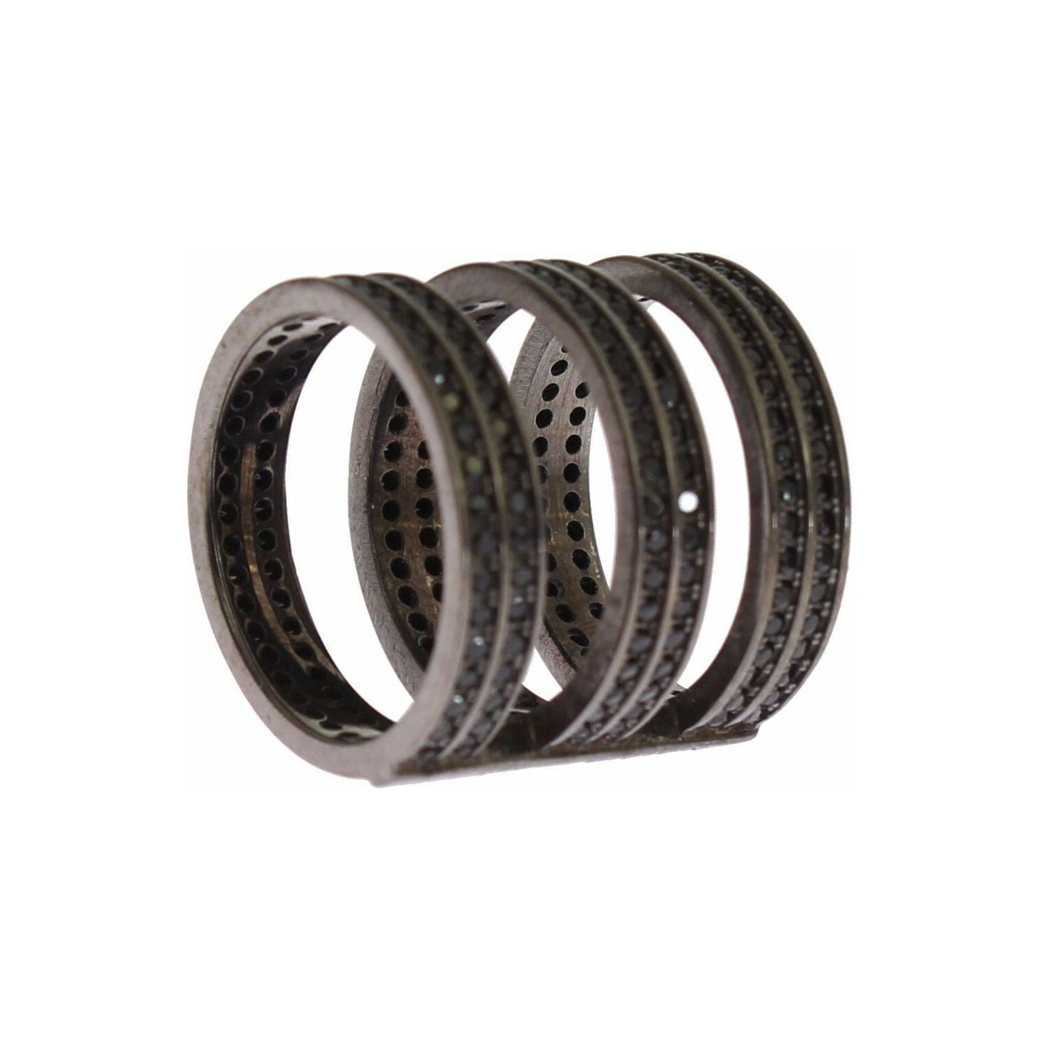 Nialaya Black CZ Rhodium 925 Silver Ring