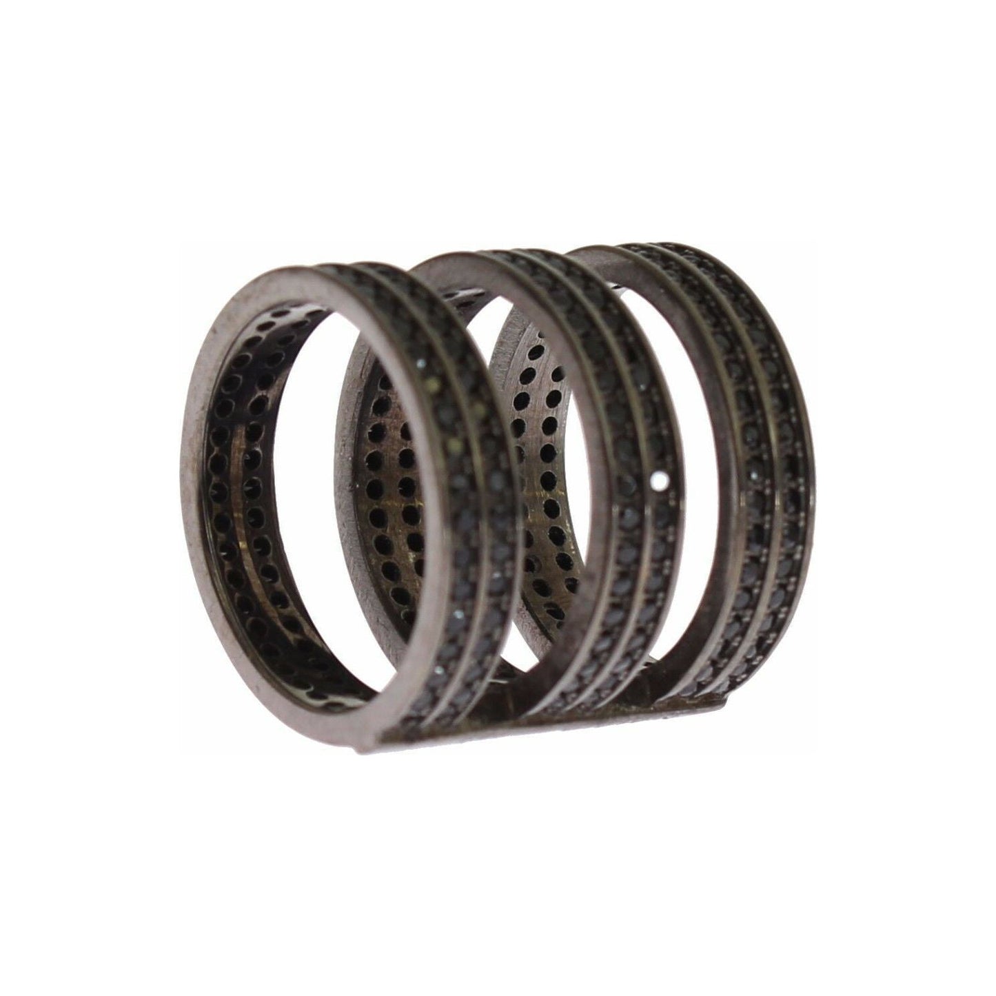 Nialaya Black CZ Rhodium 925 Silver Ring SIG19099- 50